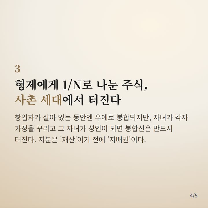 카드뉴스 4 — 형제에게 나눈 지분의 함정
